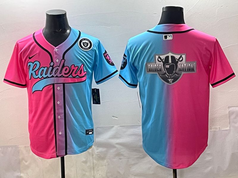 Men 2025 Oakland Raiders Blank Blue pink Nike Limited NFL Jersey style 0014->oakland raiders->NFL Jersey